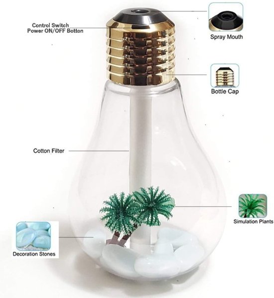 Rechargeable Bulb Shape Humidifier with 7 Color Changing LED lights, 400ml - Image 7
