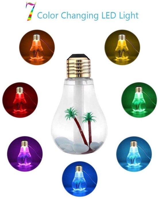 Rechargeable Bulb Shape Humidifier with 7 Color Changing LED lights, 400ml - Image 8