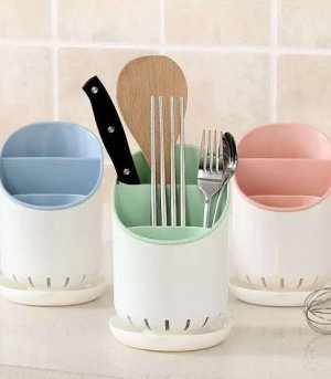 Self Draining Organizer- Spoons, Knife Cutlery Storage Holder Stand