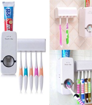 Set of Toothpaste Dispenser & Toothbrush Holder