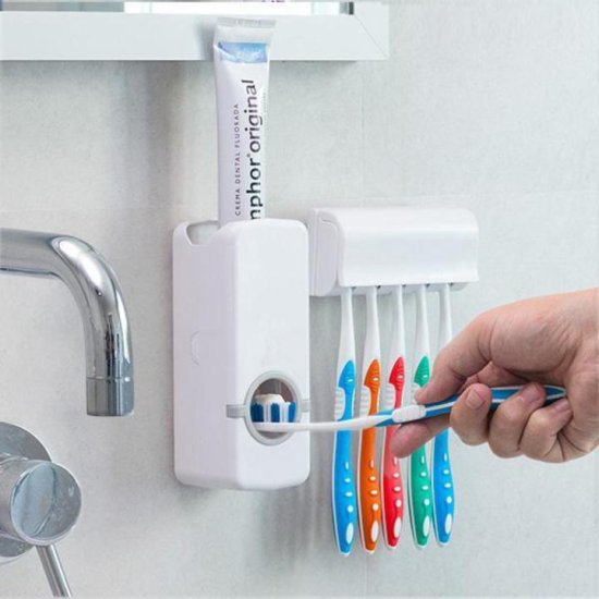 Set of Toothpaste Dispenser & Toothbrush Holder - Image 3