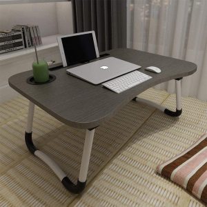 Foldable Bed Tray Lap Desk/Portable with Phone Slots Notebook Table Dorm Desk/ Folding Small Dormitory Table