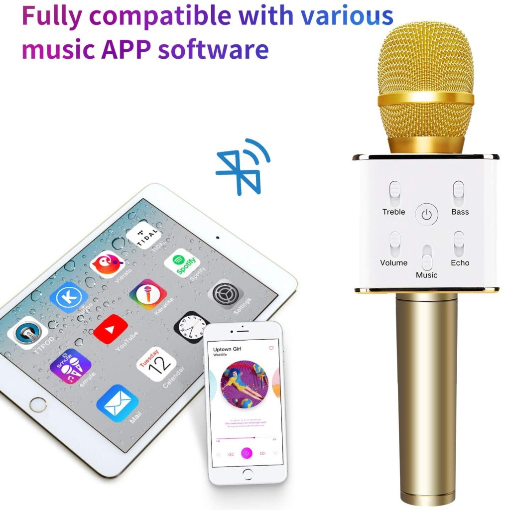 Wireless Bluetooth Microphone,3in1 Portable Handheld Mic Speaker for