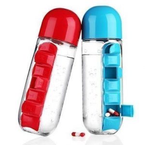 2 in 1 Usage Weekly Medicine/Vitamins Pill Box Organizing Water Bottle