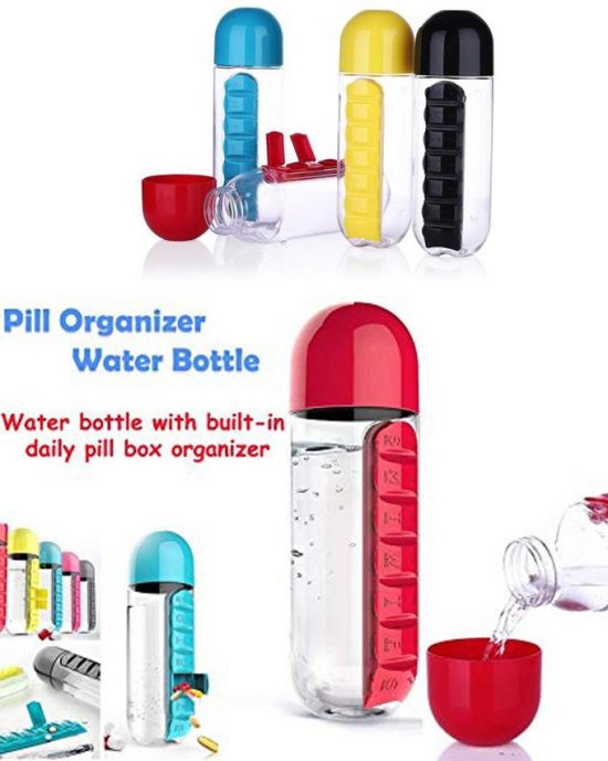 2 in 1 Usage Weekly Medicine/Vitamins Pill Box Organizing Water Bottle - Image 3